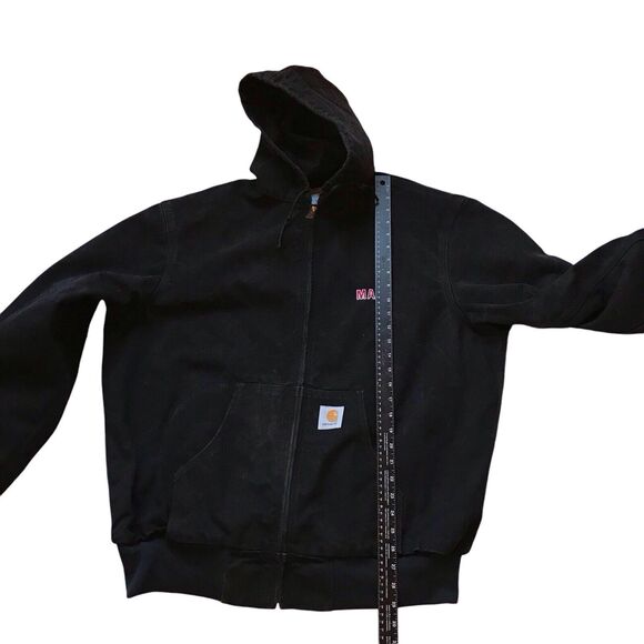 VTG Carhartt Jacket (JR115) -Mens X Large Tall Black Faded Canvas Hooded Work90s - Picture 7 of 11